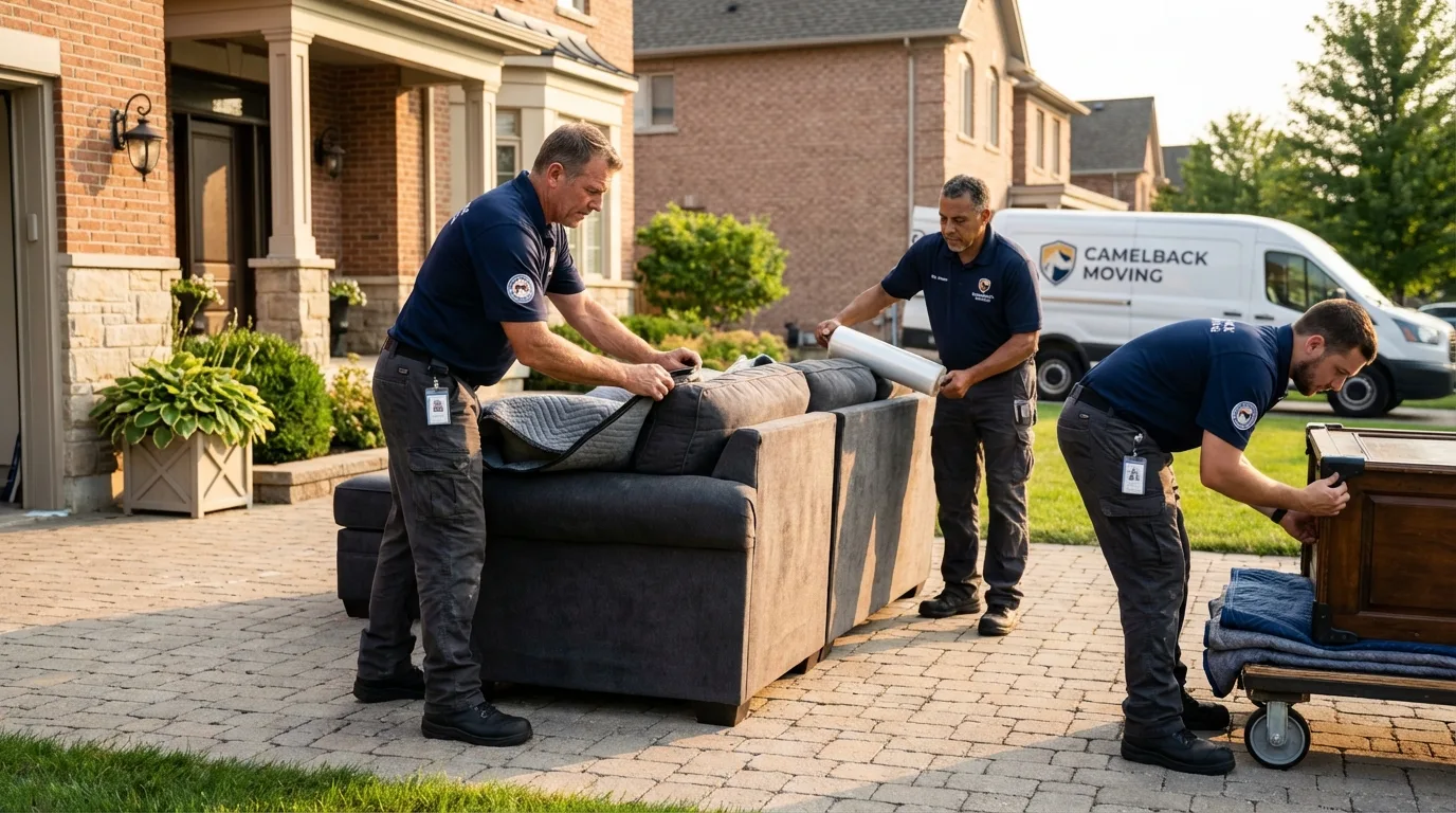 Large estate moving crew wrapping furniture in Newberry, SC